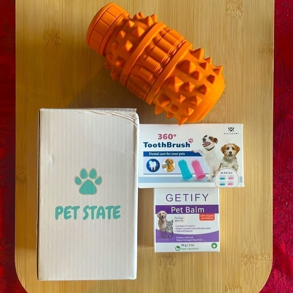 Brand New Dog Bundle of Teeth Cleaning Chew Toy, Toothbrushes, Nose & Paw Balm